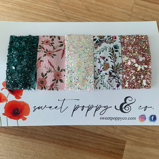 Glitter & Floral Snap Clip Set